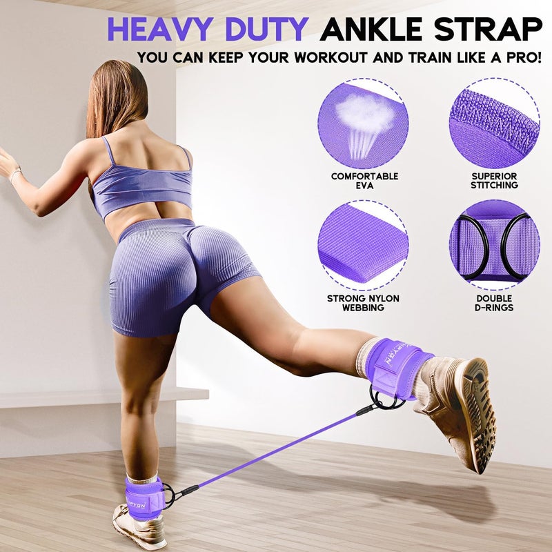 HPYGN Ankle Resistance Bands, Ankle Bands for Working Out with Cuffs, Resistance Bands for Leg Butt Training Workout Equipment for Kickbacks Hip Gluteus Training, Ankle Strap with Exercise Bands - Image 2